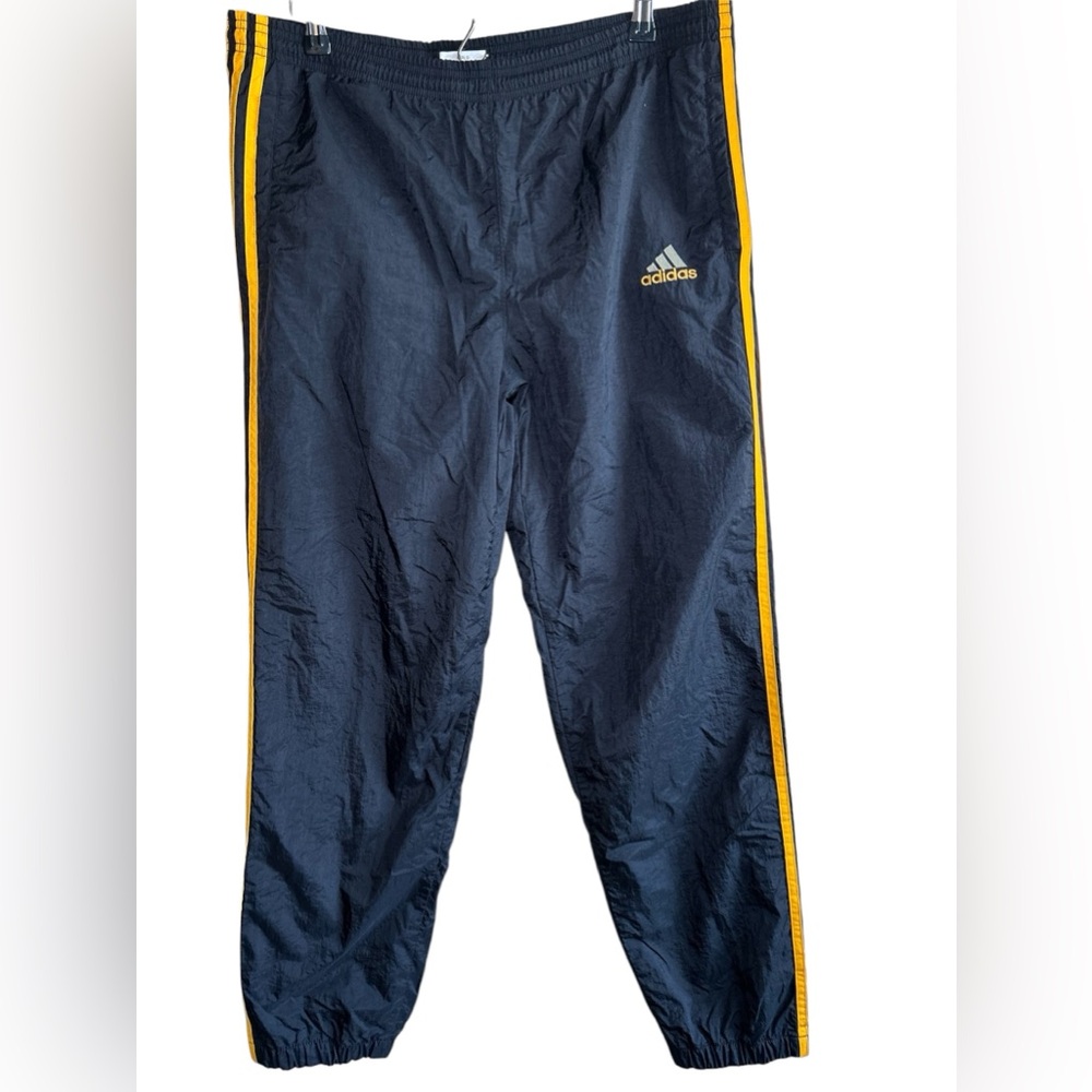 Kids Vintage Adidas Black/Yellow Track Pants. XL 12-14